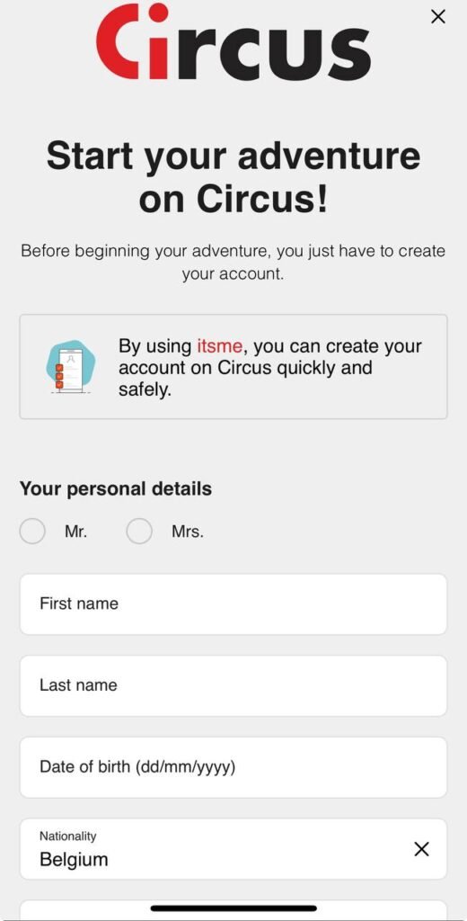 create circus casino account